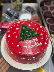Bentô vermelho de Natal para mesversário de 7 meses