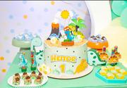 Bolo infantil de dinossauros para aniversário de 1 ano
