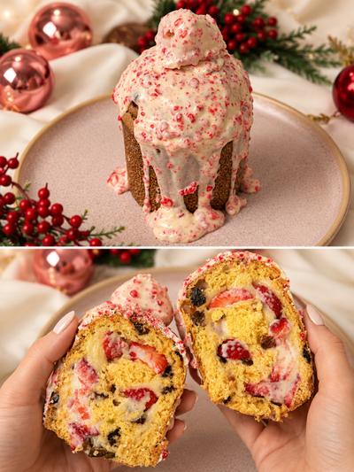 Mini panetone de morango cravejado da Auris Doceria